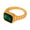 [316L鈦鋼]幾何愛心多色戒指A503 - A504-金色绿玻璃石戒指-7号