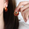 [316L鈦鋼]多彩樹脂時尚耳環F998 - F998-红树脂金色耳环
