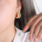 [316L鈦鋼]韓版仿珍珠C形耳環F067 - F909-金色绿水钻耳环