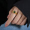 [316L鈦鋼]復古多彩心形戒指A505 - A505-绿玻璃石金色戒指, 7号