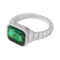 [316L鈦鋼]幾何愛心多色戒指A503 - A504-钢色绿玻璃石戒指-6号