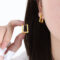 [316L鈦鋼]法式冷淡風方形金屬耳扣F254 - F254-金色中款耳环