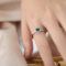 [316L鈦鋼]圓玻璃石鋯石戒指A526 - A526-钢色绿玻璃石戒指, 7号