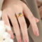 [316L鈦鋼]法式流行蛇戒指A002 - A002-金色绿水钻戒指, 7号开口不可调节