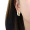 [316L鈦鋼]法式雙層拼接滴油耳環F958 - F958-金色白滴油耳环