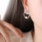 [316L鈦鋼]桃心鑲嵌仿珍珠耳環F094 - F398-钢色耳环