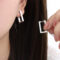 [316L鈦鋼]法式冷淡風方形金屬耳扣F254 - F254-钢色长款耳环