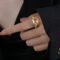 [316L鈦鋼]個性玻璃石戒指A504 - A504-白玻璃石金色戒指, 6号