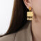 [316L鈦鋼]新中肌理感方牌耳环F950 - F950-金色白锆石耳环