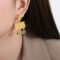 [316L鈦鋼]新中肌理感方牌耳环F950 - F950-金色绿玻璃石耳环