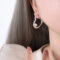 [316L鈦鋼]桃心鑲嵌仿珍珠耳環F094 - F246-钢色耳环