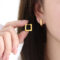[316L鈦鋼]法式冷淡風方形金屬耳扣F254 - F447-金色短款耳环