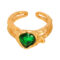 [316L鈦鋼]幾何愛心多色戒指A503 - A505-金色绿玻璃石