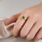 [316L鈦鋼]圓玻璃石鋯石戒指A526 - A526-金色绿玻璃石戒指, 7号