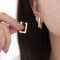 [316L鈦鋼]法式冷淡風方形金屬耳扣F254 - F254-金色长款耳环