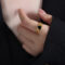 [316L鈦鋼]復古多彩心形戒指A505 - A505-黑玻璃石金色戒指, 7号