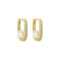 [925純銀]橢圓鋯石貝珠耳環 - 18K金色, 925银