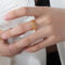 [316L鈦鋼]個性白海貝戒指 - A562-金色戒指, 7号