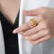 [316L鈦鋼]個性白海貝戒指 - A568-金色戒指, 7号