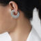 [316L鈦鋼]無耳洞空心螺紋耳夾 - F1002-钢色螺纹耳夹