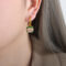 [316鈦鋼]法式輕奢項鍊百搭耳飾P1653 - F988-砝码绿彩釉金色耳环