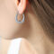 [316L鈦鋼]條紋幾何U形耳扣 - F1179-钢色耳环