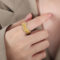 [316鈦鋼]時尚戒指小眾氣質指環A557 - A557-白捷克钻金色戒指, 6号