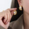 [316鈦鋼]復古貝珠耳環不對稱耳飾F989 - F989-金色耳环
