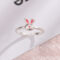 [銅]韓版可愛兔子磨砂戒指 - 粉色兔子戒指（银色）, 开口可调节