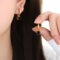 [316鈦鋼]氣質耳飾法式不對稱耳環F963 - F963-金色黑玻璃石耳环