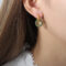 [316L鈦鋼]雙層圓環圓形耳扣F905 - F1052-金色绿捷克钻耳环