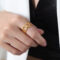 [316L鈦鋼]個性白海貝戒指 - A565-金色戒指, 7号
