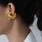 [316L鈦鋼]法式粗理紋設計耳夾 - F1011-金色耳夹
