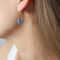 [316L鈦鋼]法式回形針彩軸耳環F984 - F984-蓝彩釉金色耳环