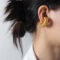 [316L鈦鋼]無耳洞空心螺紋耳夾 - F1002-金色螺纹耳夹