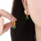 [316鈦鋼]氣質耳飾法式不對稱耳環F963 - F963-金色绿玻璃石耳环
