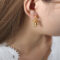 [316L鈦鋼]雙層圓環圓形耳扣F905 - F1052-金色白捷克钻耳环