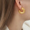[316L鈦鋼]輕奢幾何紋理U型耳環F1049 - F1049-金色耳环