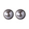 [925純銀]簡約灰色貝殼珠耳釘 - 12mm, 925银