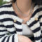 [925純銀]正圓強光珍珠毛衣鏈 - 灰色, 925银
