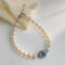 [925純銀]復古海藍寶珍珠手鏈 - 海蓝宝珍珠手链-白金色, 925银