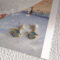 [925銀針]玻璃貓眼石星空藍耳環1971 - 1971银针