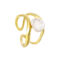 [925純銀]雙層鏤空鑲嵌珍珠戒指 - 18K金色【16号/可调节】, 开口可调节