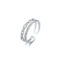 [銅]雙層鏈條鋯石戒指 - 双层链条戒指（白金色）, 铜（开口可调节）
