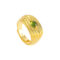 [925純銀]線條褶皺感鑲嵌玻璃戒指 - 18K金色【绿石款】, 开口可调节
