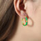 [316L鈦鋼]氣質幾何彩軸耳環F1185 - F1185-绿彩釉金色耳环