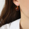 [銅]中古圓珠樹脂耳環 - F232-红棕色耳环