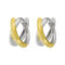 [925純銀]簡約分色交叉雙環耳環 - 白金色+18K金色, 925银