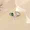 [銅]綠色鋯石蛇形戒指 - 绿锆蛇戒指（白金色）, 铜