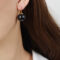 [銅]中古圓珠樹脂耳環 - F232-深灰色耳环